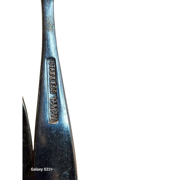 Vintage Baby Utensils Set Of 5 - 3 Teaspoons & 2 Forks - Silver Stainless, 2 Ger - Picture 7 of 13